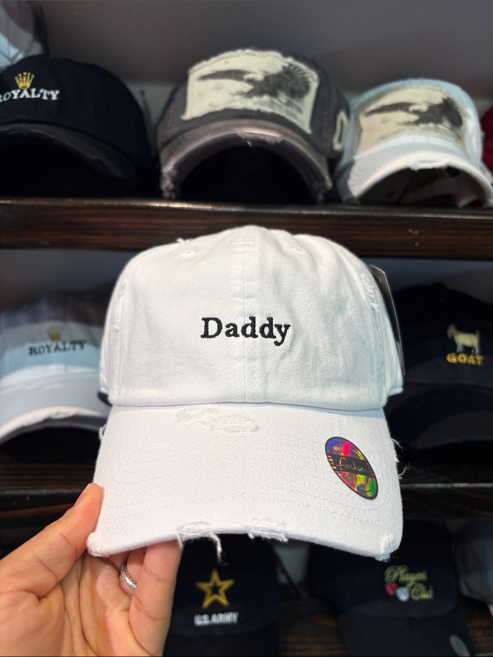Daddy Embroidered White Kids Baseball Cap